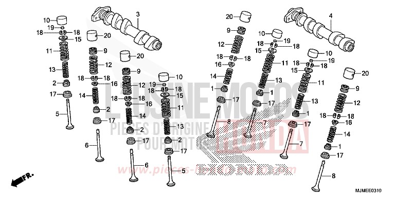 NOCKENWELLE/VENTIL (HINTEN) von VFR800X "Crossrunner" CANDY PROMINENCE RED (R342) von 2017